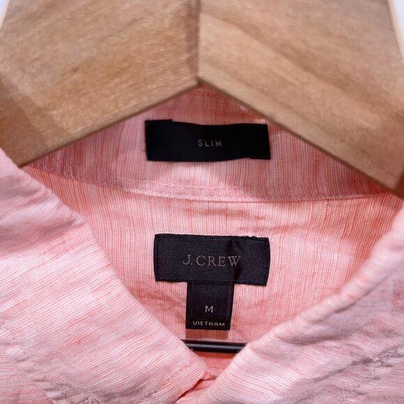 J Crew Baird McNutt Irish Linen Long Sleeve Button Down Shirt Coral Mens Medium - Picture 5 of 6